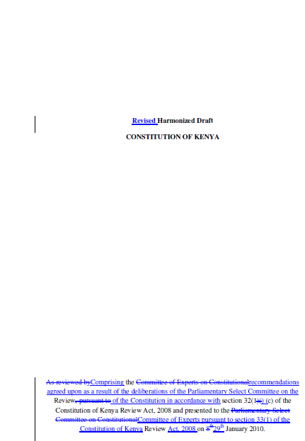 Draft from the Parliamentary Select Committee to the CoE