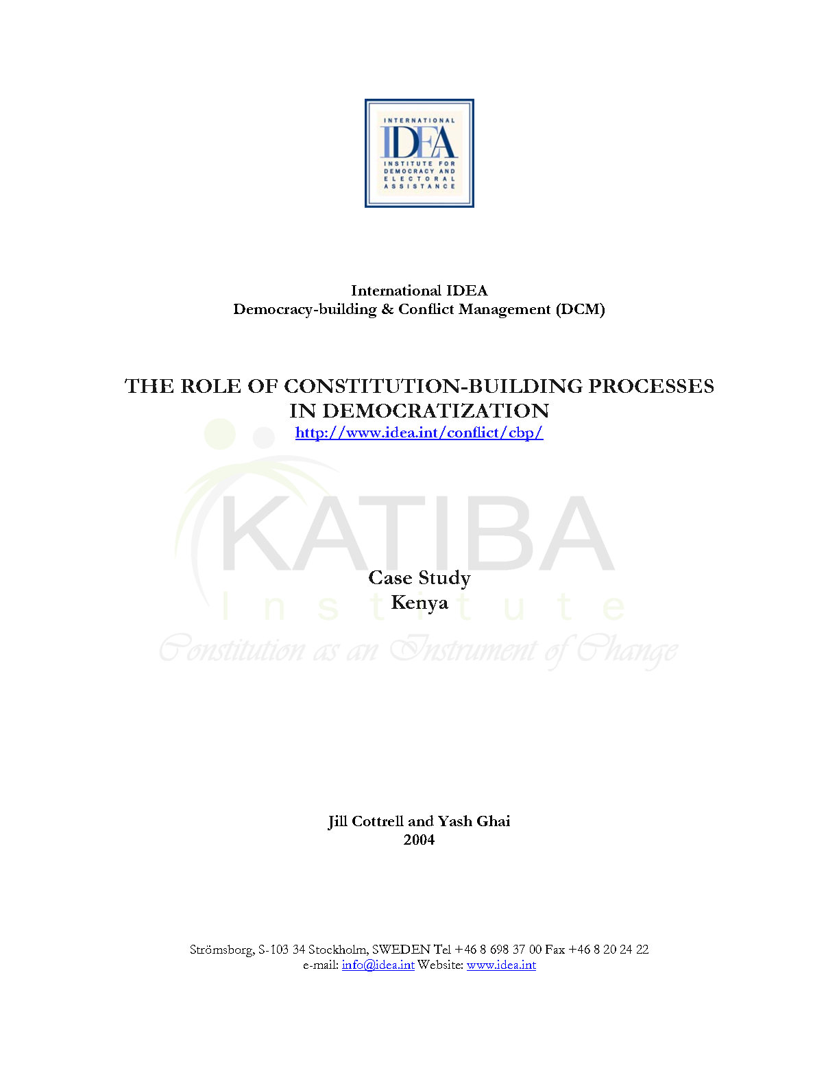 The Role of Constitution Making Processes in Democratisation